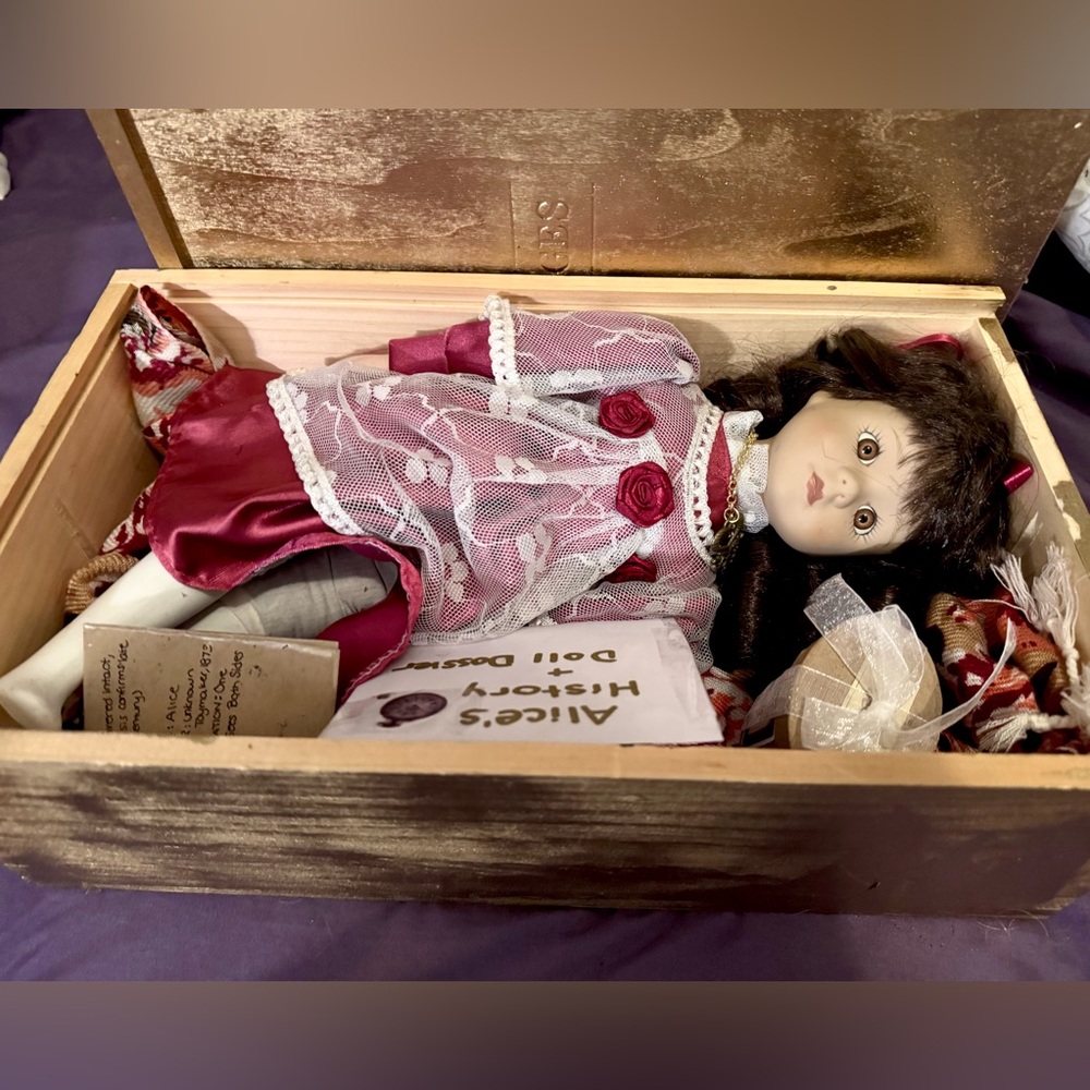 Alice the Possessed Porcelain Doll Dressed in Red and White